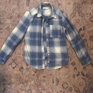 abercrombie kids Girls Blue Plaid Button-Down Shirt